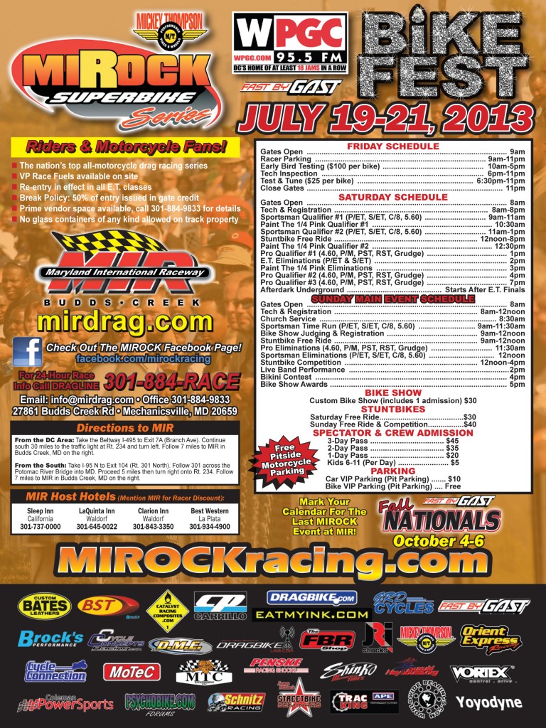 MIROCK “WPGC Bike Fest” on July 1921 at MIR Drag Bike News
