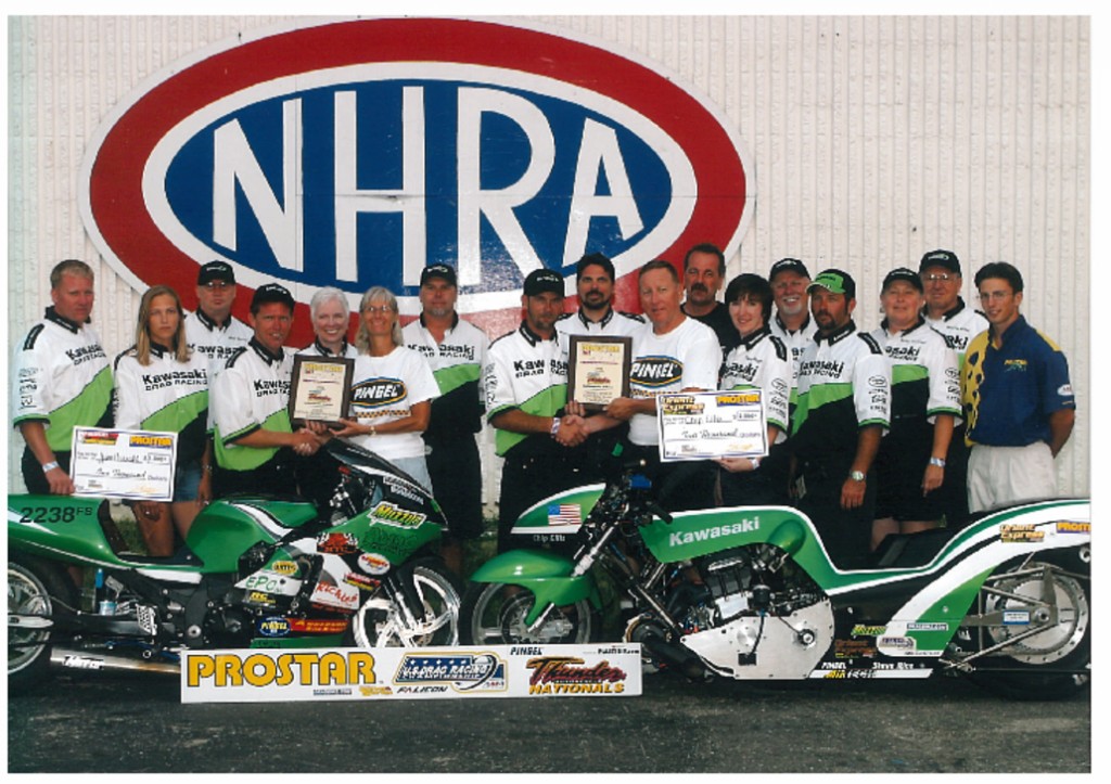 Kawasaki Drag Team photo with John Hoover