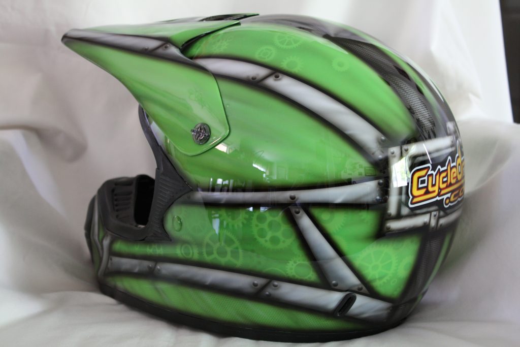 Cycledrag.com dirtbike Helmet after 2, rippin designs custom paint airbursh