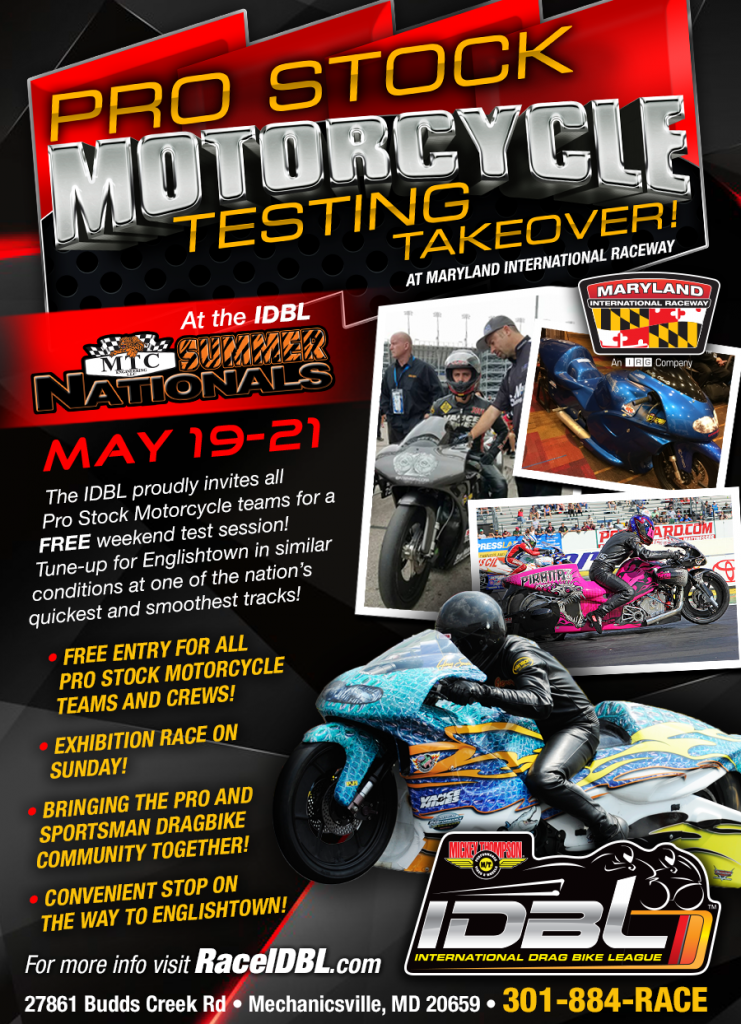 IDBL Pro Stock Motorcycle Testing Takeover 2017