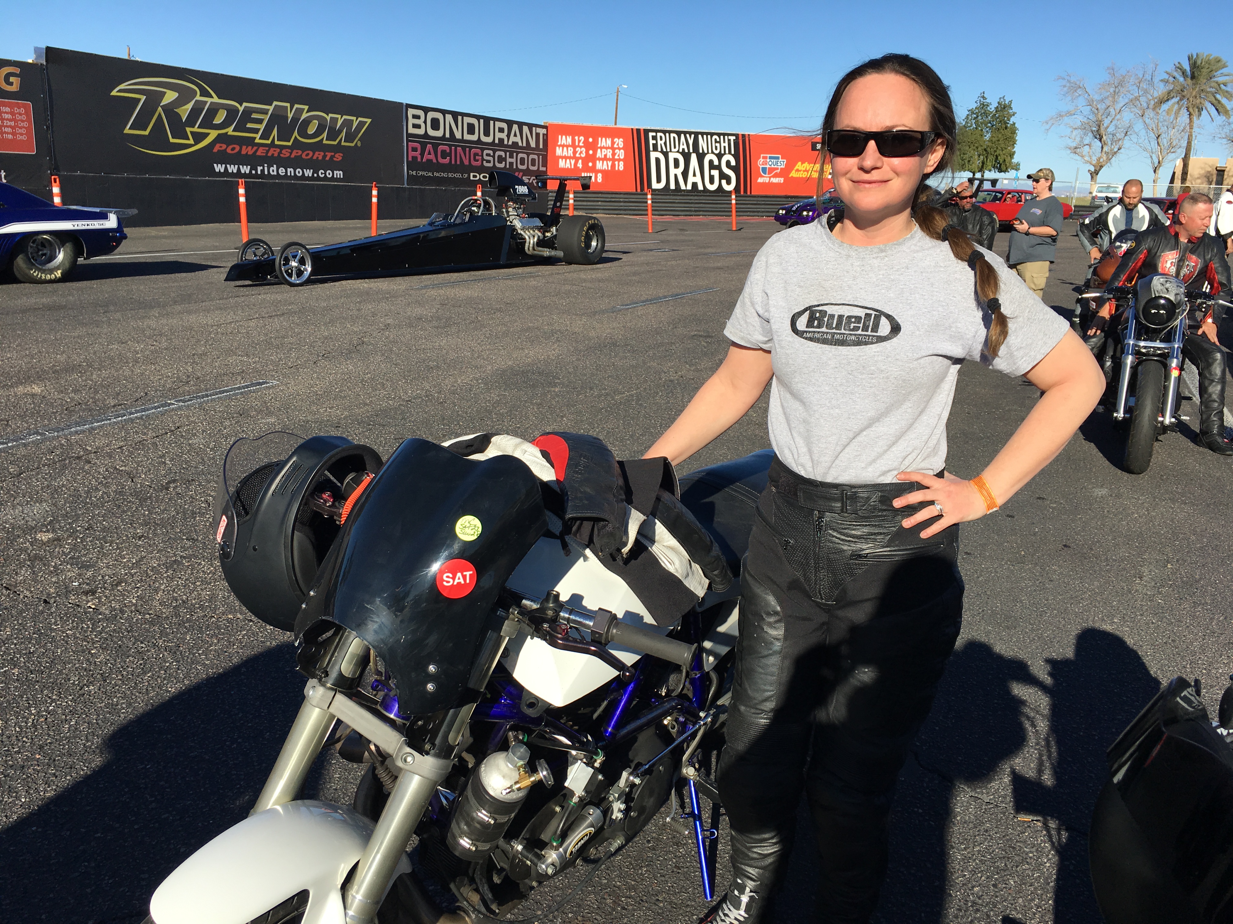 Patty Bluett and her 01 Buell Lightning