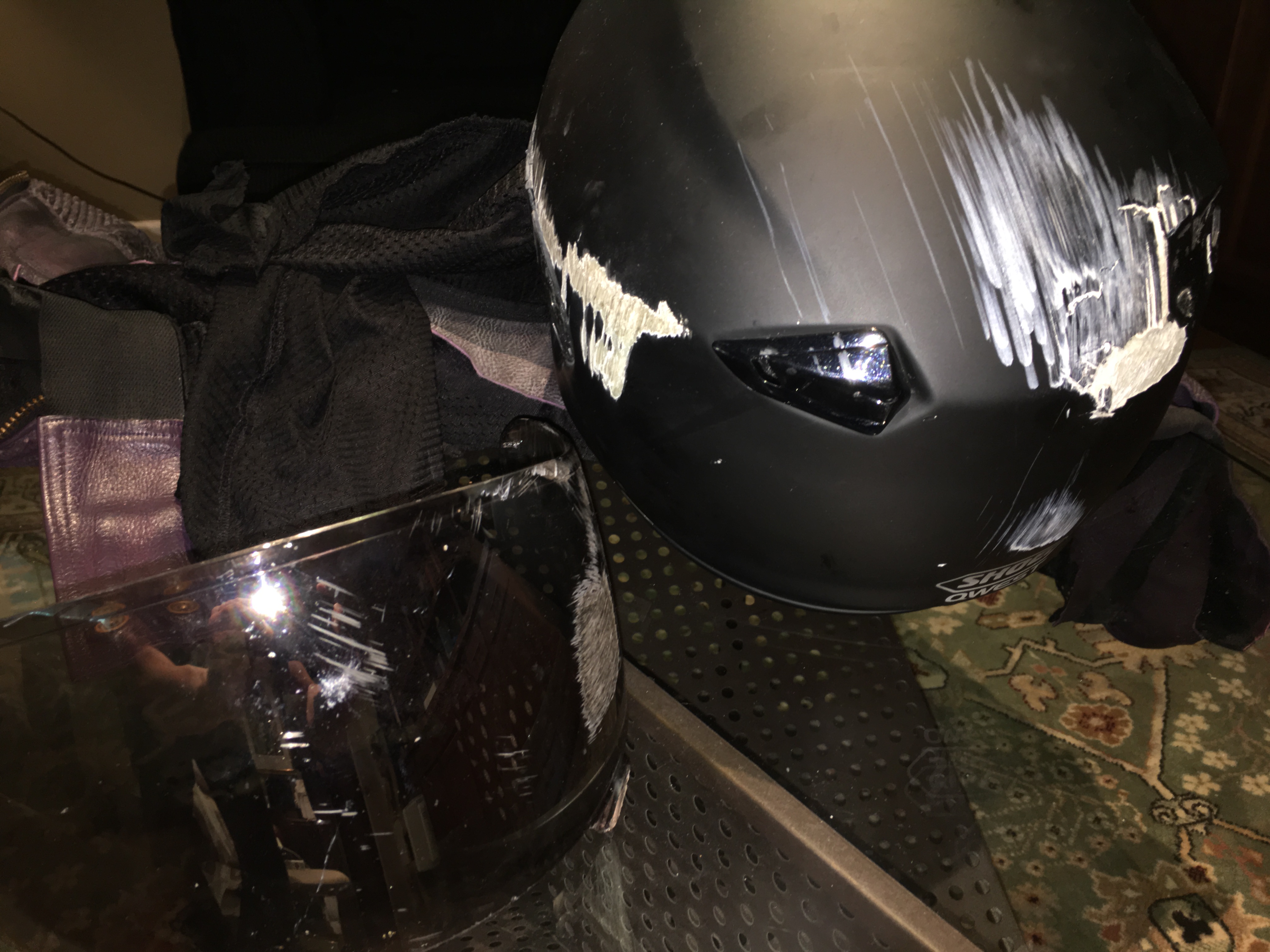 Motorcycle Helmet after crash