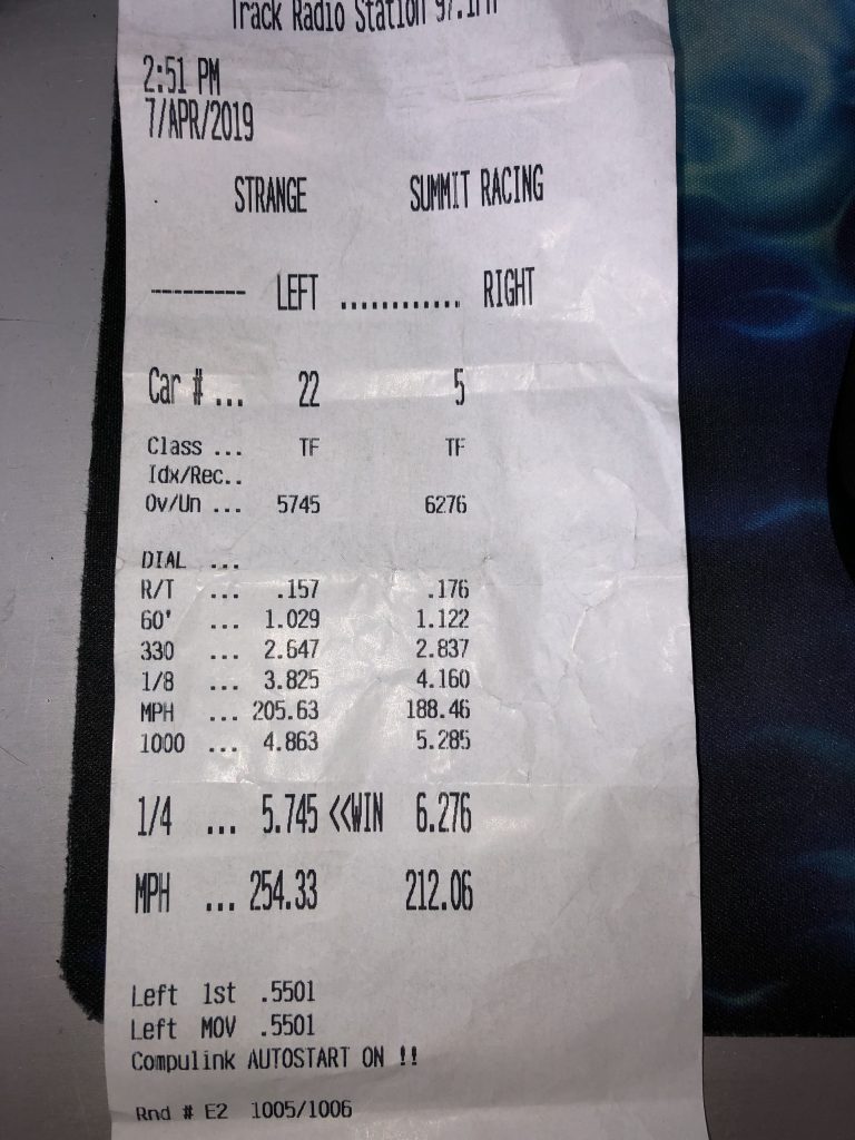 Dave Vanitne, 5.74 at 254 mph