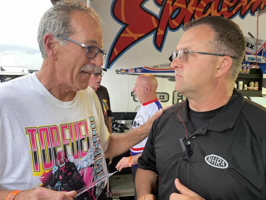 Larry "Spiderman" McBride and Ned Walliser of NHRA