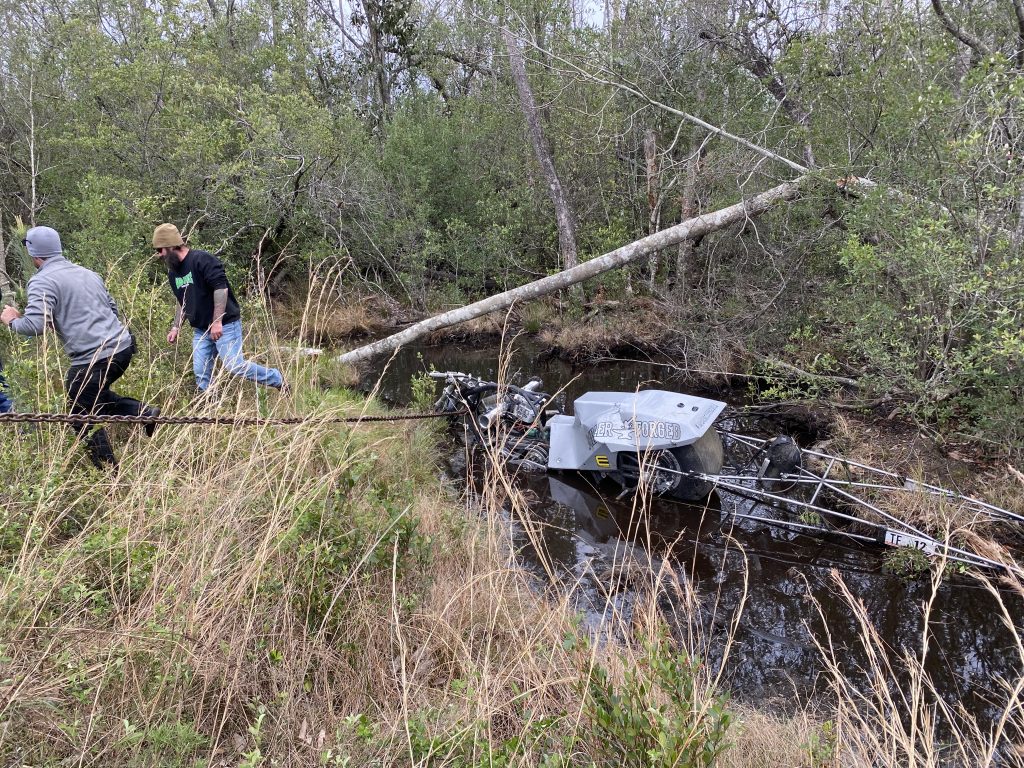 Top Fuel Harley Crashes Into Creek