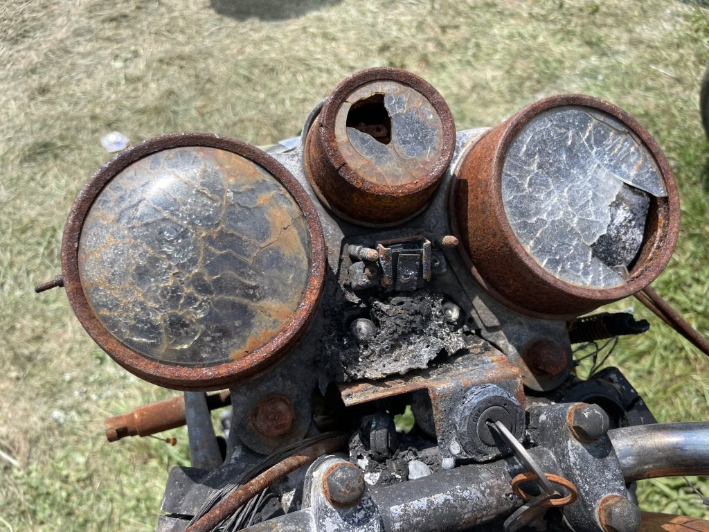 A Suzuki GT750 Water Buffalo that was in a fire