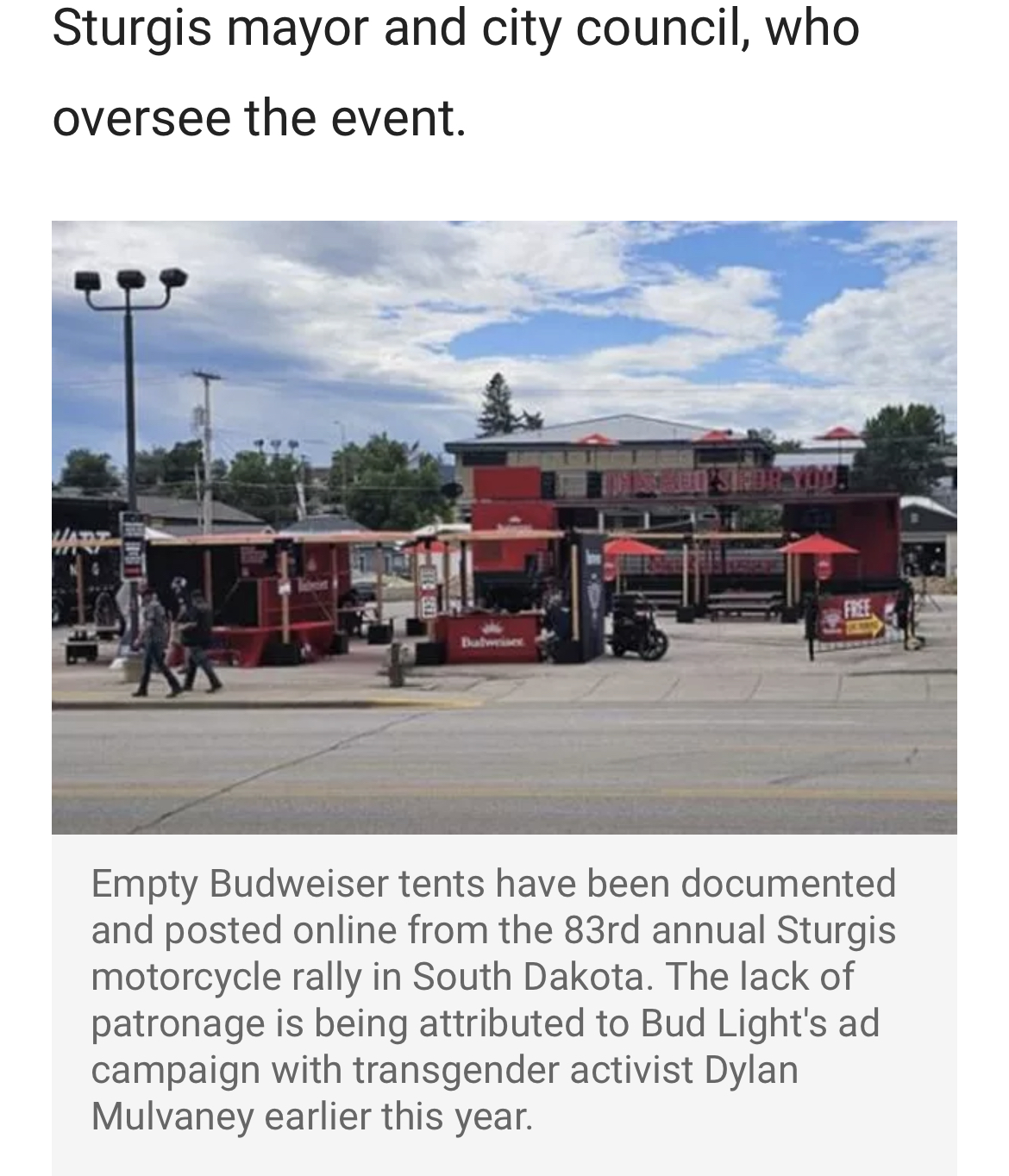 Cycledrag Budweiser Sturgis Tent