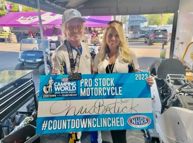 Chris Bostick and his wife Teri celebrate his qualifying for the Countdown to the Championship for the first time in his career. (Photo credit: Chris Bostick Motorsports)