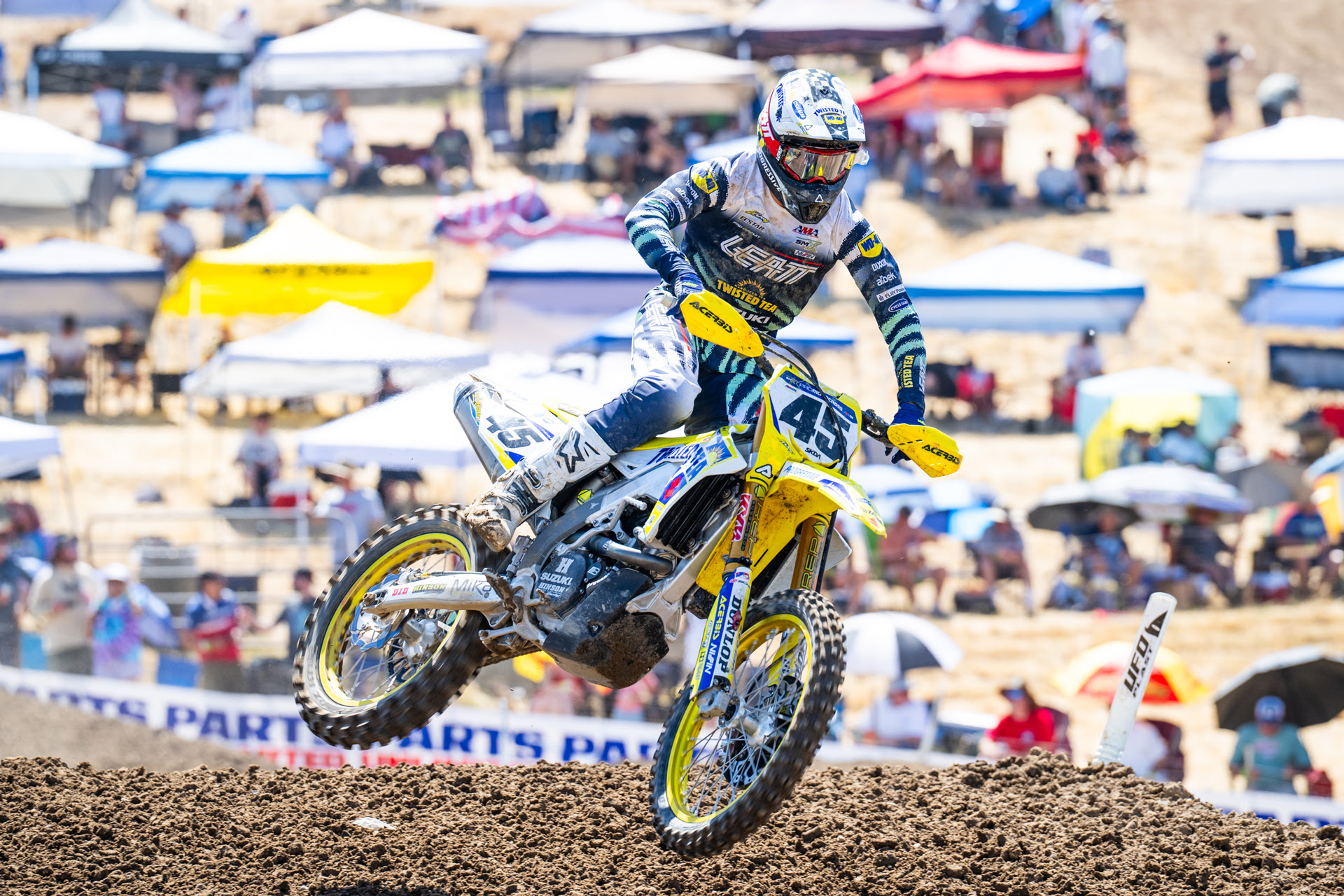 Colt Nichols (45) matched his season-best moto result, in the hottest moto of the year thus far.