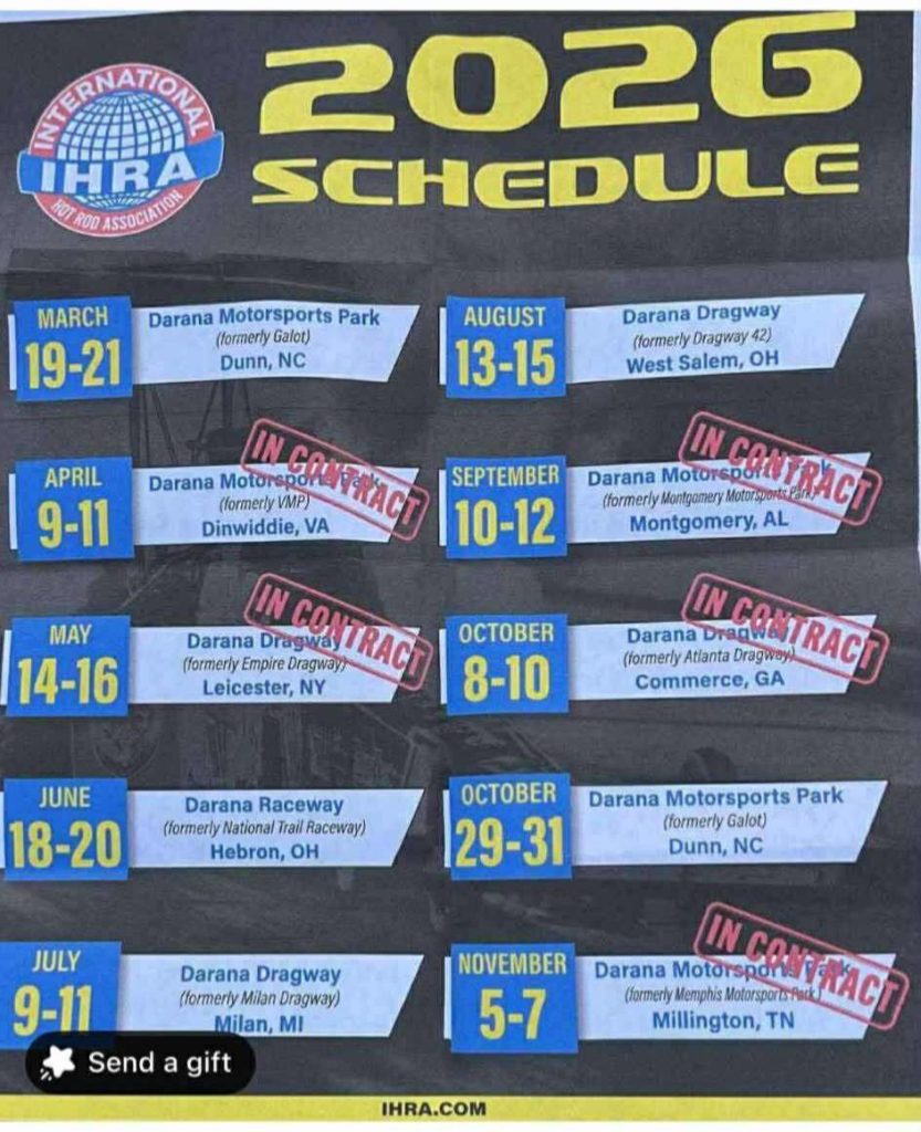 Drag Racing Distance Chart 2026 IHRA Schedule – Drag Bike News